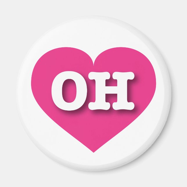 Ohio Hot Pink Heart - I Liebe OH Magnet (Vorne)