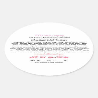 Ohio Hütte Food Law Label Zuhause baker Ovaler Aufkleber