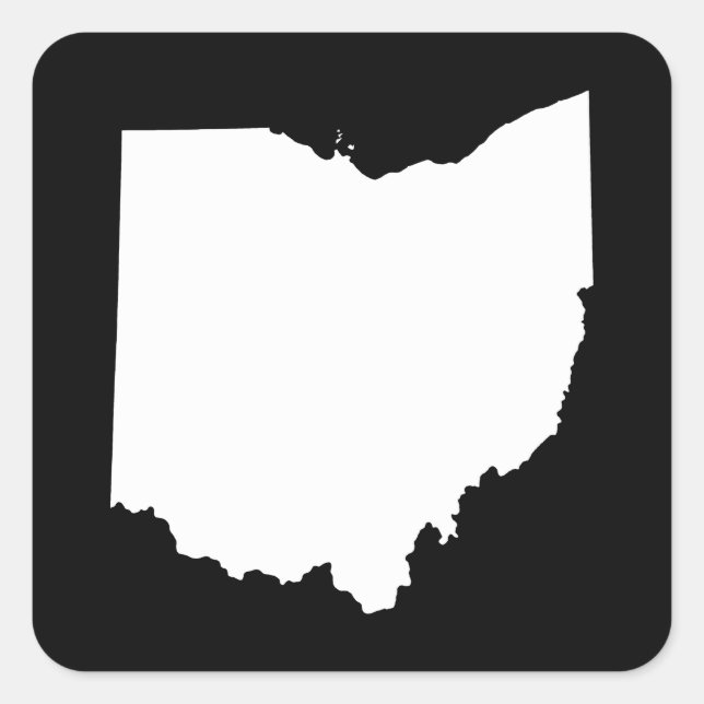 Ohio in Weiß und Schwarz Quadratischer Aufkleber (Vorderseite)