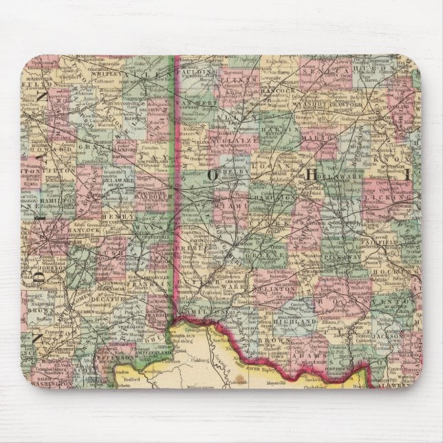 Ohio, Indiana Map von Mitchell Mousepad (Vorne)