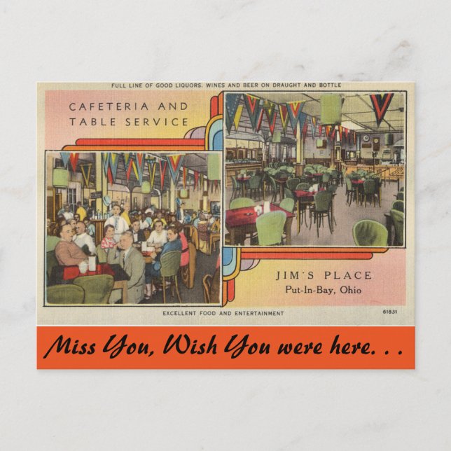 Ohio, Jim's Place Cafeteria, Put-in-Bay Postkarte (Vorderseite)