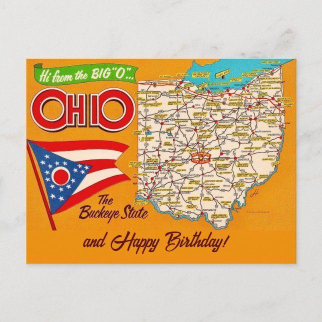 Ohio-Karte Anlässe Postkarte (Vorderseite)