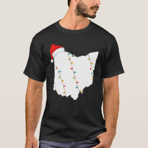 Ohio Karte Weihnachten mit Weihnachtsmannmütze We T-Shirt