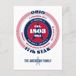 Ohio, Kolumbus, OH, Patriotik, Monogramm Postkarte
