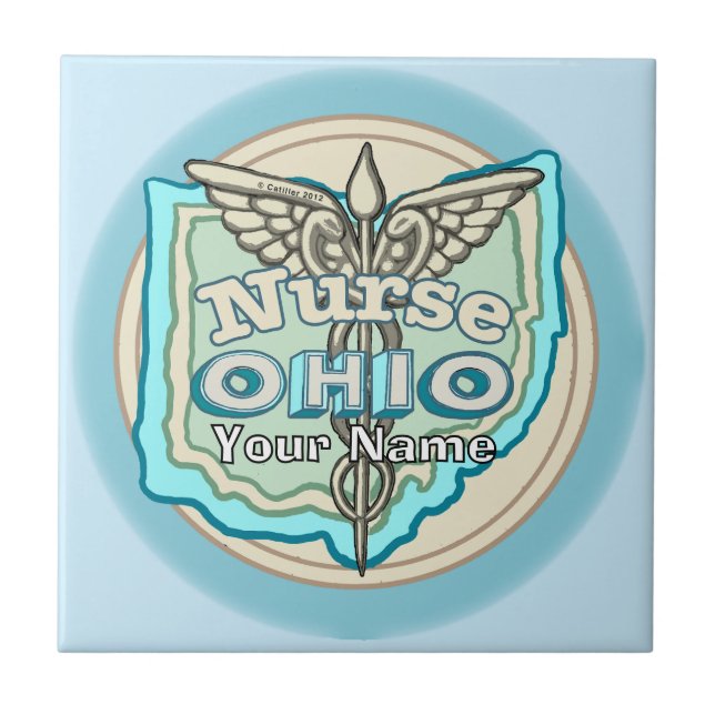 Ohio Krankenpfleger Caduceus Kachel (Vorderseite)