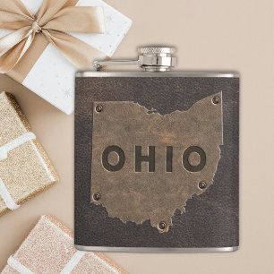 Ohio-Kunstleder-Monogramm Flachmann