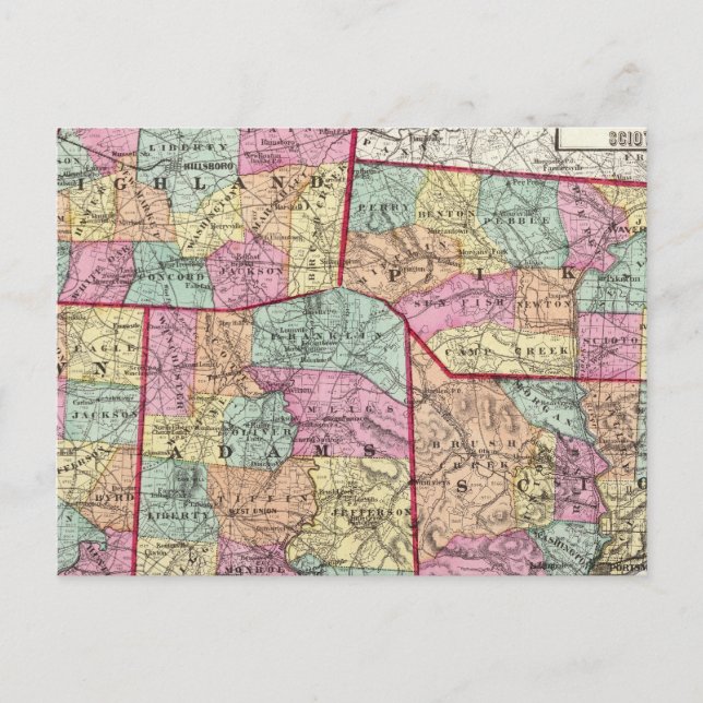 Ohio Landkreise 2 Postkarte (Vorderseite)