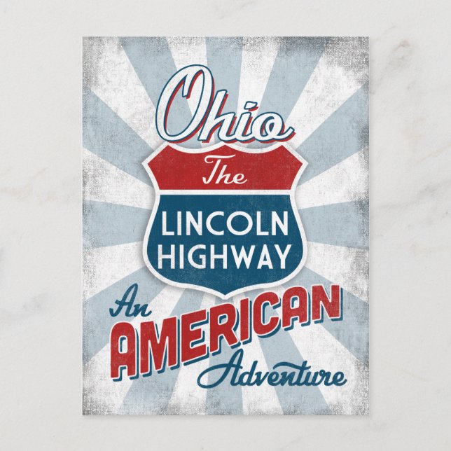 Ohio Lincoln Highway Vintag Amerika Postkarte (Vorderseite)