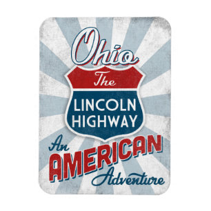 Ohio Lincoln Highway Vintage Amerika Magnet