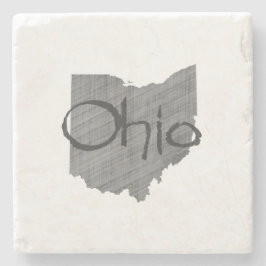 Ohio Map Gestapelte Vintage Graue Tafel Steinuntersetzer