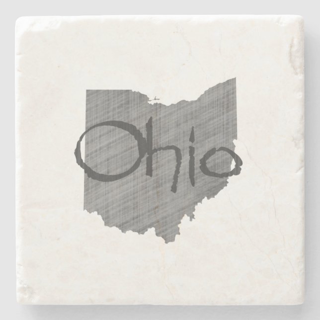 Ohio Map Gestapelte Vintage Graue Tafel Steinuntersetzer (Vorderseite)
