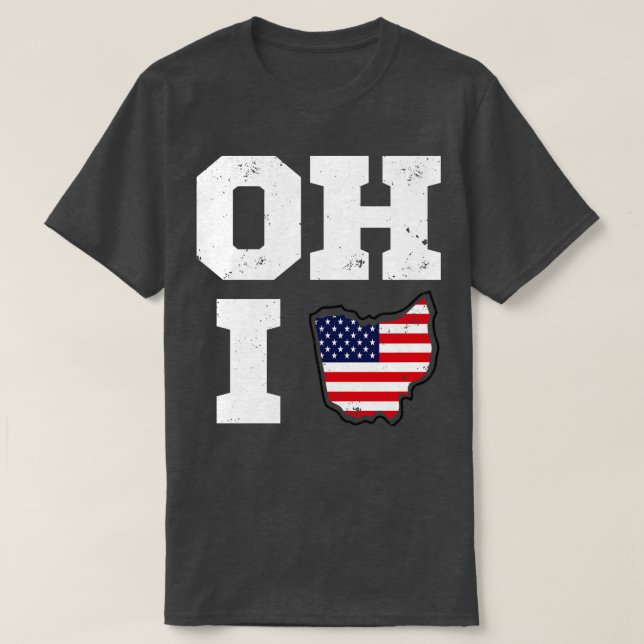 Ohio Map Staat USA Flag T-Shirt (Design vorne)