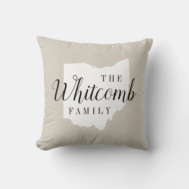 Ohio Monogram Staat Throw Kissen (Vorderseite)