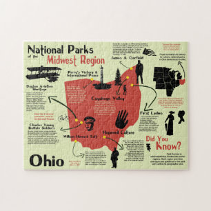 Ohio National Parks Pictorial Karte Puzzle