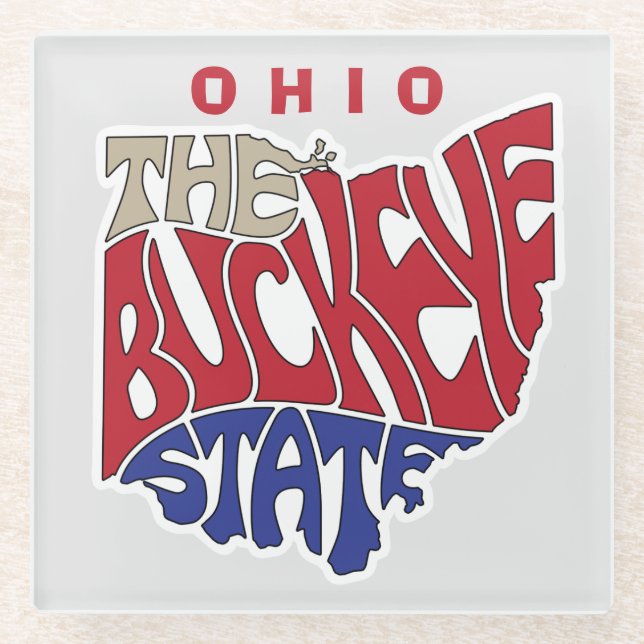 Ohio Nickname Word Art Glasuntersetzer (Vorderseite)
