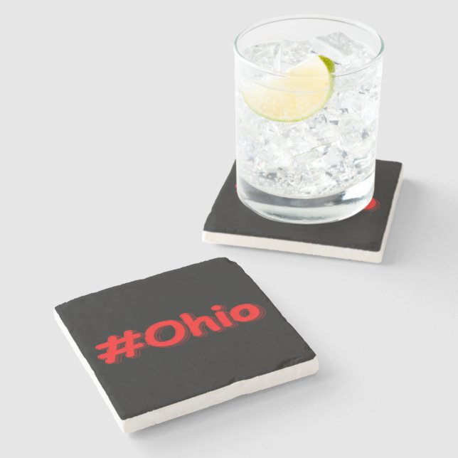 "#Ohio " Niedliches Design. Jetzt kaufen Steinuntersetzer (Seitenansicht)