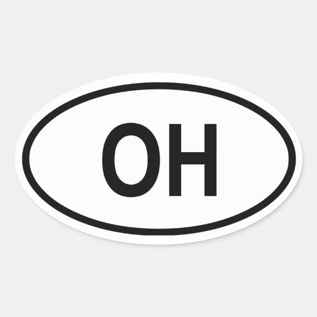 Ohio "OH" Ovaler Aufkleber (Vorderseite)
