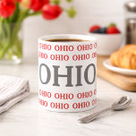 Ohio Pride  Kaffeetasse<br><div class="desc">Show off your Ohio pride with this stylish mug featuring a bold “OHIO” design in classic red and gray. The clean, repeating pattern wraps around the mug for a modern and eye-catching look that stands out with every sip. Perfect for morning coffee, tea, or hot cocoa, this mug adds a...</div>