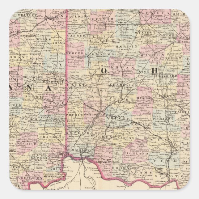 Ohio Quadratischer Aufkleber (Vorderseite)