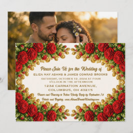 Ohio Red Carnation Foto-Hochzeitseinladung Save The Date