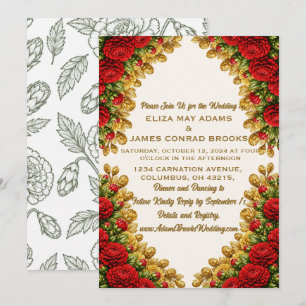 Ohio Red Carnation Hochzeitseinladung im vertikale Save The Date