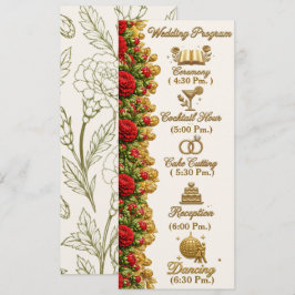Ohio Red Carnation Hochzeitsprogrammkarte Programm