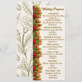 Ohio Red Carnation Hochzeitsprogrammkarte Programm