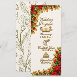 Ohio Red Carnation Hochzeitsprogrammkarte Programm