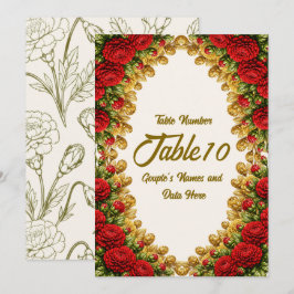 Ohio Red Carnation Hochzeitstisch-Nummernkarte