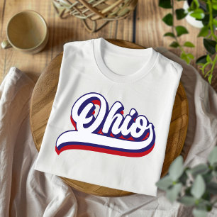 Ohio Red White and Blue Vintag Script T - Shirt
