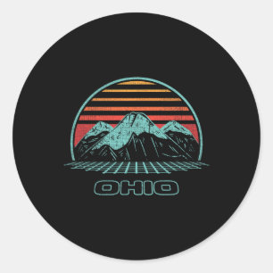 Ohio Retro Mountain Wandern 80er Style Runder Aufkleber