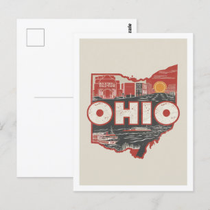 Ohio Retro-Reise-Design ikonischer US-Bundesstaate Postkarte