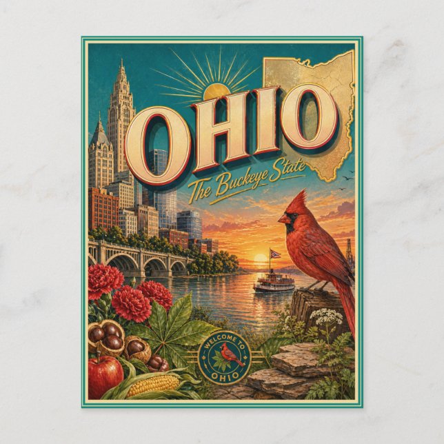 Ohio Retro Reise Souvenir Postkarte (Vorderseite)