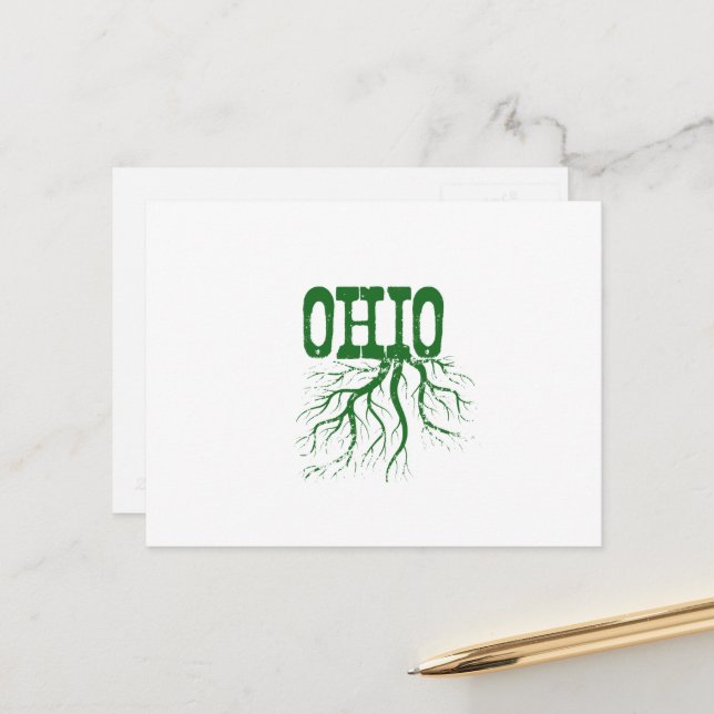 Ohio Rooted Green Ohioan Tree Roots Buckeye Postkarte (Vorderseite/Rückseite Beispiel)