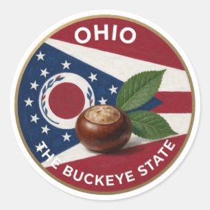 Ohio-Rosskastanien-Emblem 🌰 Runder Aufkleber
