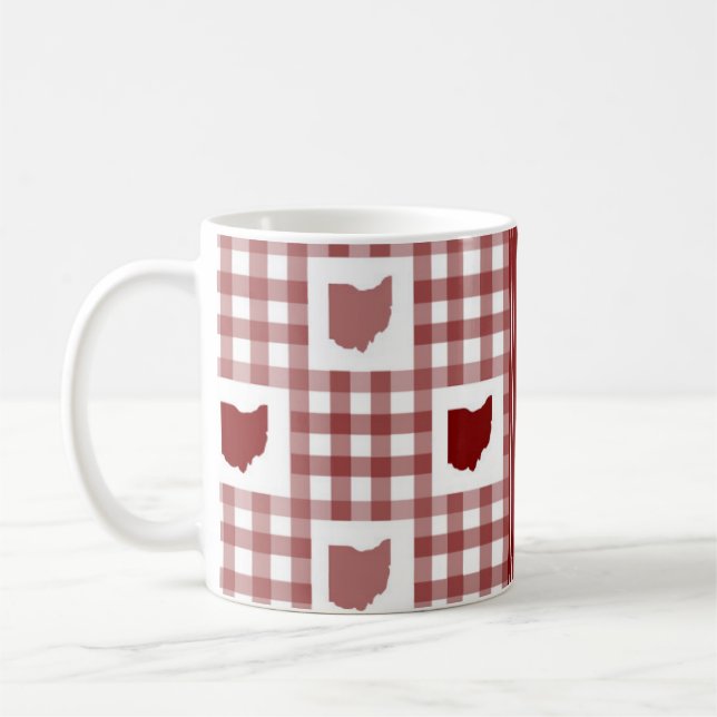 Ohio Rot Gingham Kaffeetasse (Links)