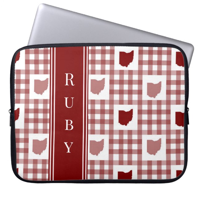 Ohio Rot Gingham Laptopschutzhülle (Vorderseite)