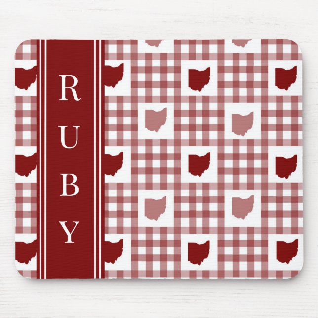 Ohio Rot Gingham Mousepad (Vorne)