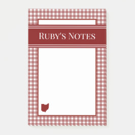 Ohio Rot Gingham Post-it Klebezettel