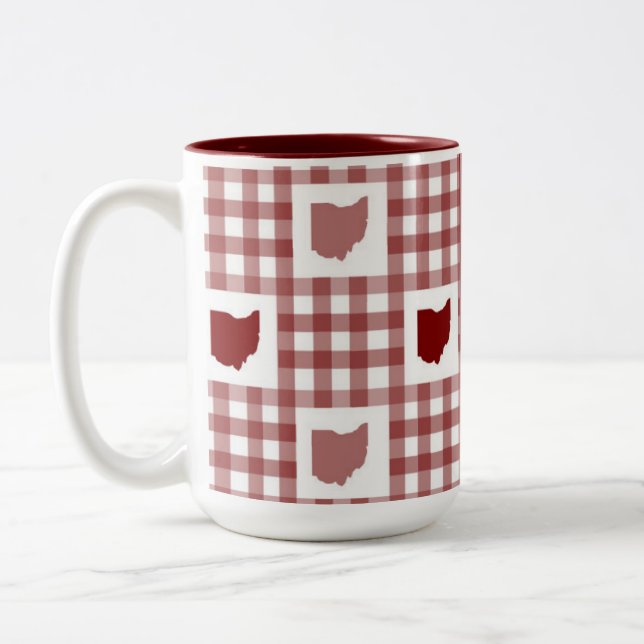 Ohio Rot Gingham Zweifarbige Tasse (Links)