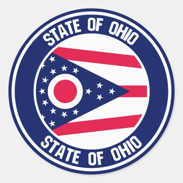 Ohio Round Emblem Runder Aufkleber (Vorderseite)