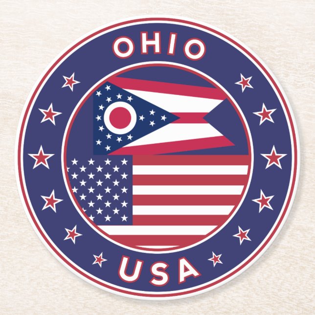 Ohio Runder Pappuntersetzer (Vorderseite)