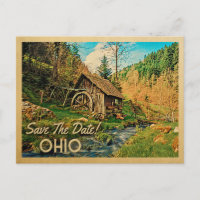 Ohio Save the Date Rustikale Hüttenmeilenholz
