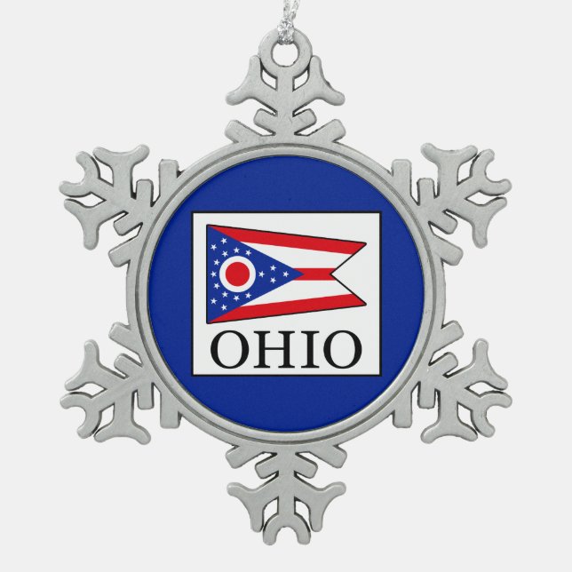 Ohio Schneeflocken Zinn-Ornament (Vorderseite)