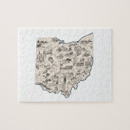Ohio Shaped Buckeye Vintage Ohioan Picture Map Puzzle