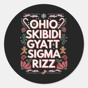 Ohio Skibidi Gyatt Sigma Rizz Gen Alpha Weihnachte Runder Aufkleber
