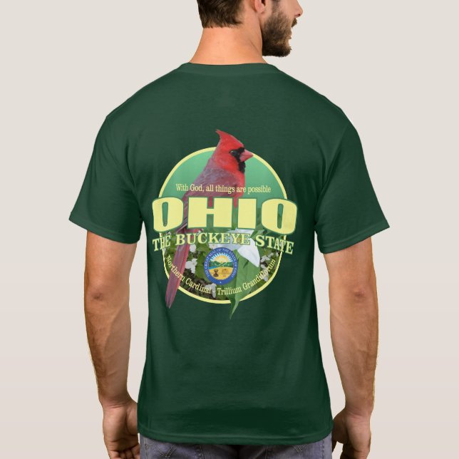 Ohio Staat Bird & Blume T-Shirt (Rückseite)