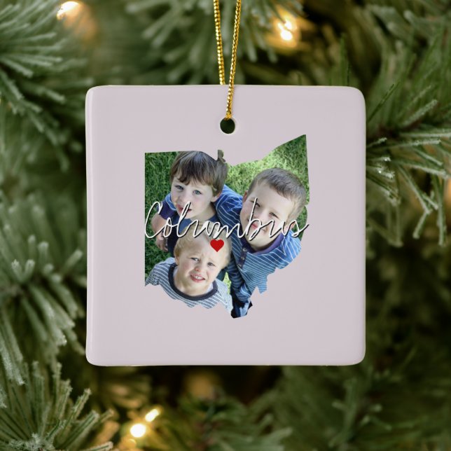 Ohio Staat Foto Einfügung und Ortsname Keramikornament (Baum)