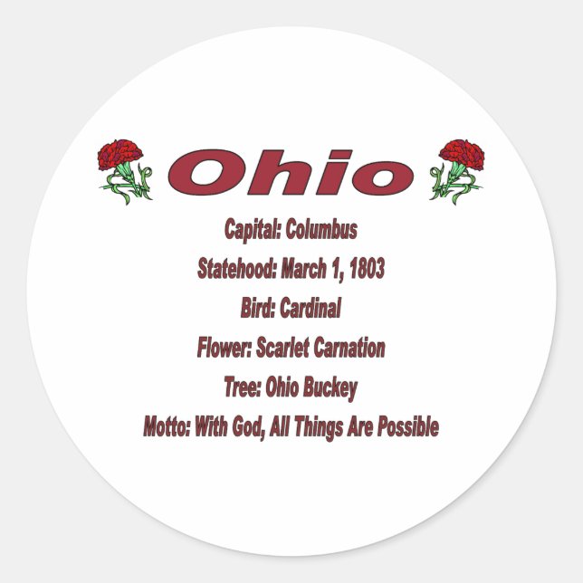 Ohio Staat Info Sticker (Vorderseite)