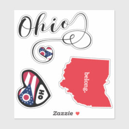 Ohio Staat Karte & Flag 3 Verschiedene Die Sticker